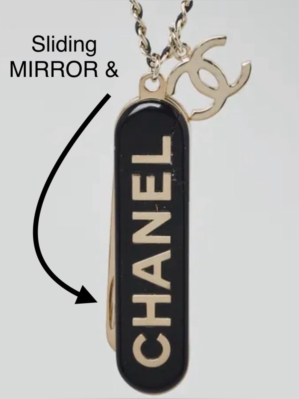 🪮⛓️ CC 🪞CHANEL compact Comb & Mirror Pendant 🖤